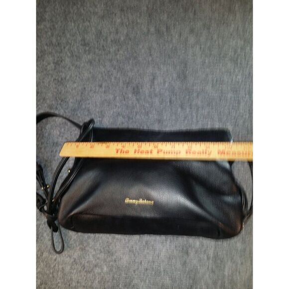 Tommy Bahama Crossbody Bag Black Leather Embroidered Gold Tone Embellish Boho - Picture 9 of 12